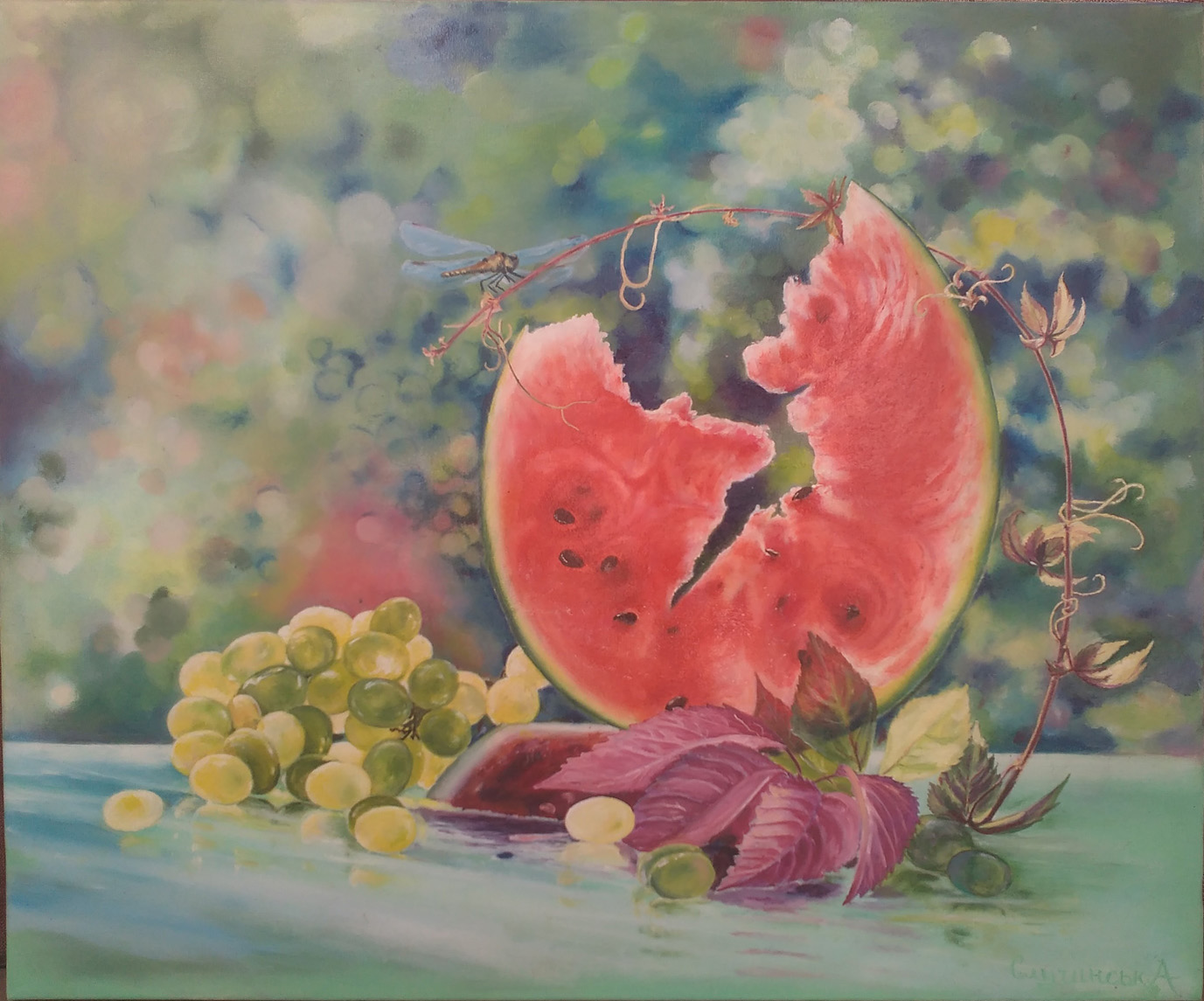 Painting Watermelon and grapes